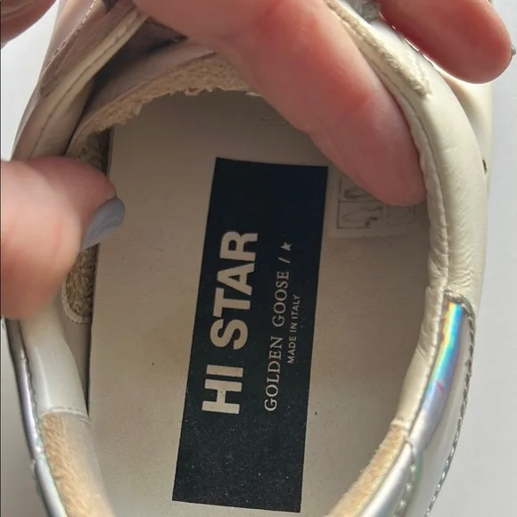 Golden Goose White and Silver Sneakers - Picture 4 of 10